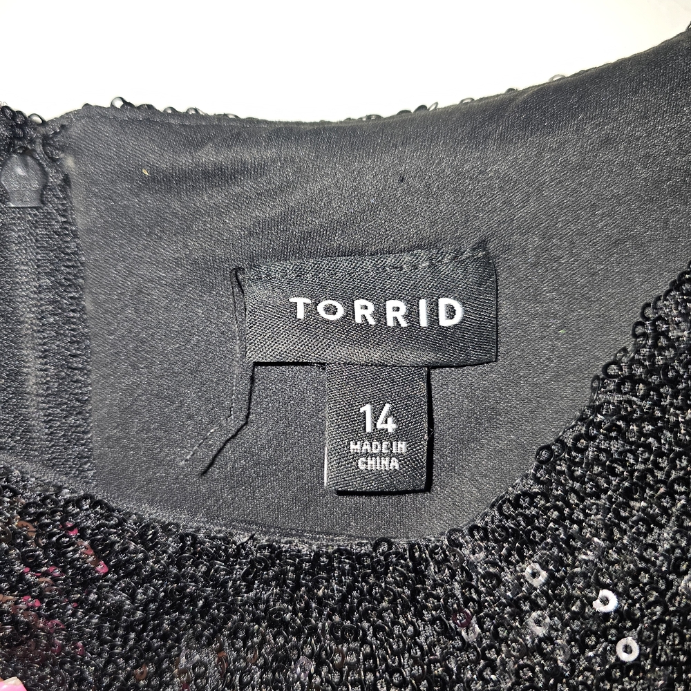 Torrid Black Sequin Babydoll Dress